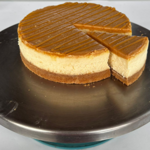 Indulge in the Exquisite Flavors of Handmade Frozen Salted Caramel Cheesecake 900g, Pre-cut into 8 Parts