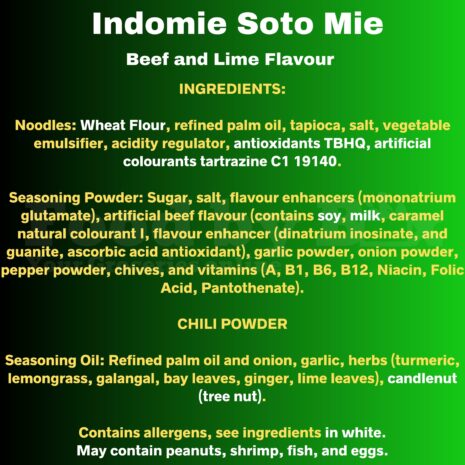Soto Mie Ingredients