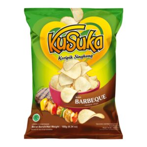 Kusuka Cassava Chips Barbeque Flavour 180g – Pack of 10 – Authentic Indonesian Gluten-Free Snack