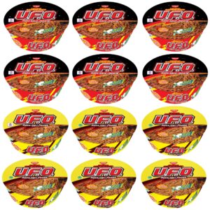 Nissin Ufo Bundle Bowl Spicy Chicken Curry & Spicy Beef Japanase Sauce Flavour Pack Of 12