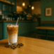 A photograph captures an iced coffee beverage and 1080